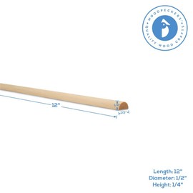 Split Wood Dowel Rods 12-inch x 1-inch, Pack of 50 Unfinished Fluted Birch Molding Trim for DIY & Dowel Feature Wall, by Woodpeckers