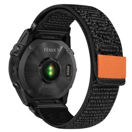 SumRioo 22 mm QuickFit Strap for Garmin Fenix E/Fenix 8 47 mm/7/7 Pro/7 Pro Solar/6/6 Pro/5/5 Plus, Nylon Band for Garmin Epix 2, Instinct/Instinct 2 Solar, Forerunner 965/955/945/935, Black