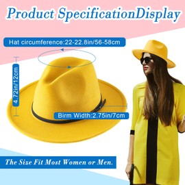 Hercicy 6 Pcs Felt Hats for Women Fall Panama Hat Wide Brim Hat for Burning with Belt Buckle Vintage Decoration Dress Hat(Classic Color,Retro Style)