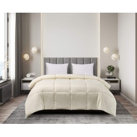 Blue Ridge Home Fashions Light Weight Solid Microfiber Down Alternative All Season Comforter-Hypoallergenic Polyester Fill, King, Ivory