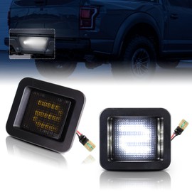 PWOBVZ F150 LED License Plate Lights for 2015-2020 Ford F150 Accessories, LED Tag Lamp Assembly for 2017-2022 Raptor, Smoked Lens Rear Bumper License Plate Lights, 6000K White