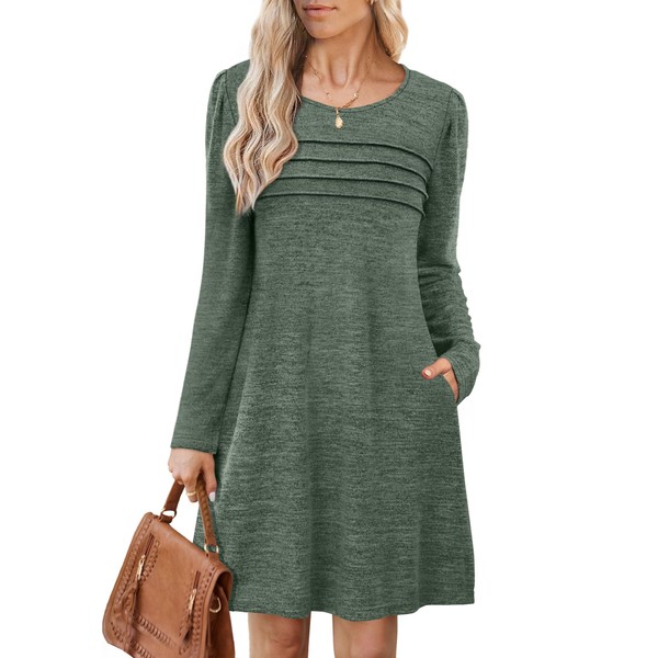 OFEEFAN Womens Long Sleeve Fall Dresses 2025 Sweater Dress Casual
