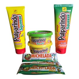 De la rosa 6-pc De La Rosa Pulparindo 2 Rim & 2 Squeeze Plus 4 Michelada Powder