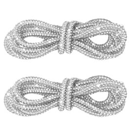 simarro Glitter Rhinestone Rope, 2PCS Sparkly Crystal Shoe LacesRound Rhinestones Rope Replacement for Shoes Sweatpants Hoodies Shorts Shoes Bags Accessories (Silvery)
