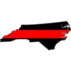 5" North Carolina Nc Thin Red Line State Shape American Flag Firefighter Sticker