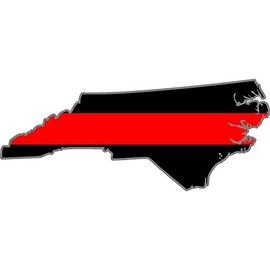 5" North Carolina Nc Thin Red Line State Shape American Flag Firefighter Sticker