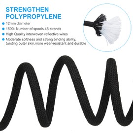 Outdoor Climbing Rope 12MM Diameter 10M(32ft) 20M(64ft) Static Rock Climbing Rope,Tree Climbing Rappelling Rope,Escape Nylon Rope,Ice Climbing Equipment Fire Rescue Parachute Rope (Black, 12mm/32ft)