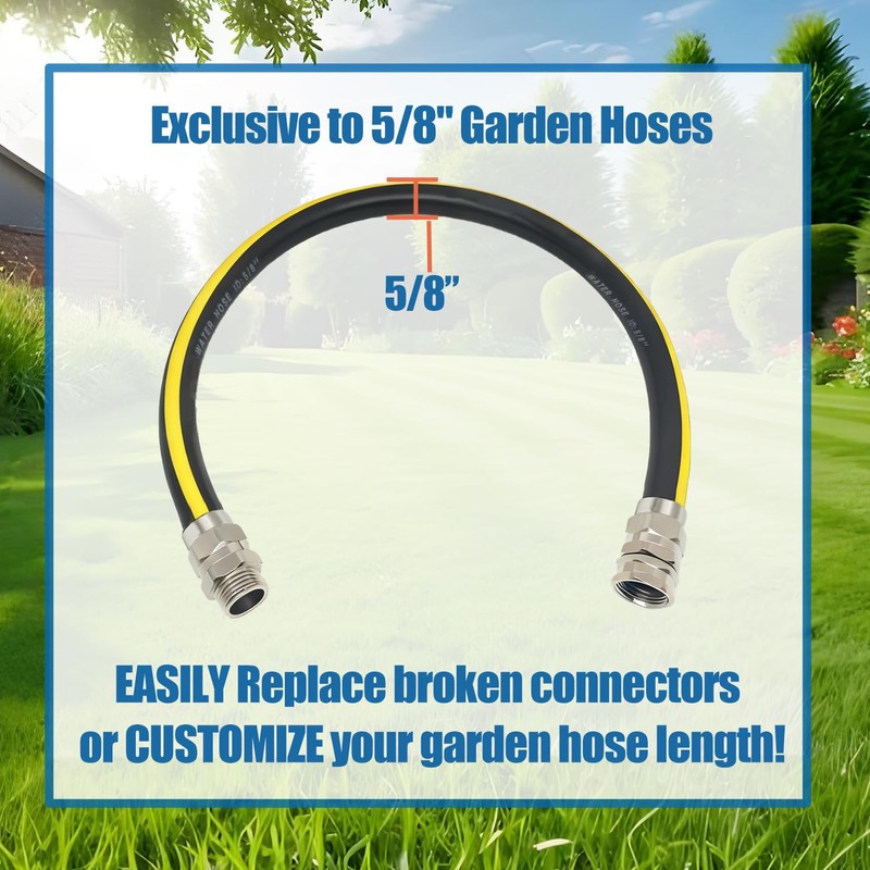 G-Sunny Solid Brass 5/8-Inch Garden Hose Repair Kit, Heavy-Duty Male