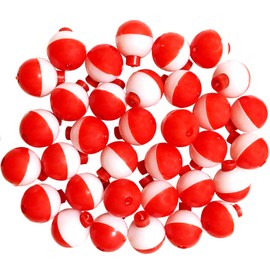 Fish WOW! 100pcs 1" Fishing Float Snap-On Round Floats Push Button Float Bobbers Red White - 1 inch