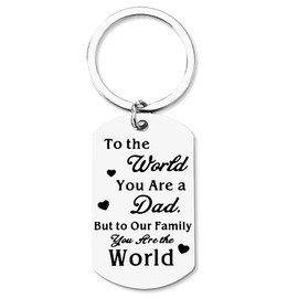 Dad Father Gift Keychain from Daughter Son to The World You Are a Dad Keyrings for Dad Father Fathers Day Christmas Presents for Daddy Birthday Gifts for Daddy Dad Key Rings