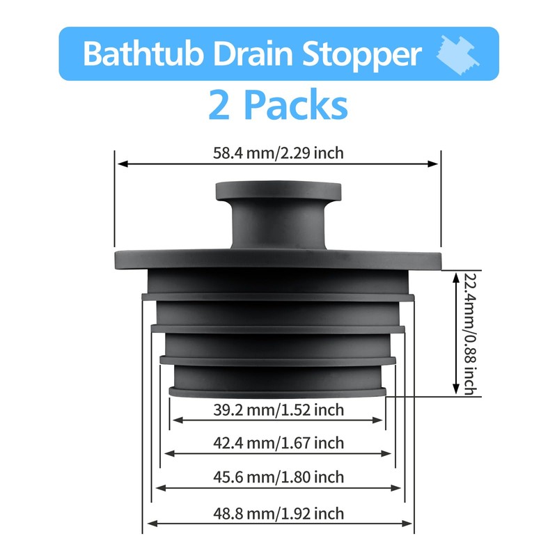 Aluvor Bathtub Stopper 2pcs Sink Stopper Tub Plug Bathroom Shower