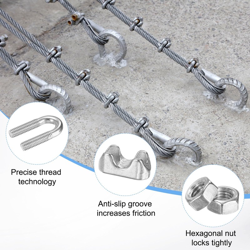M METERXITY 4-Pack Cable Clamps, M5 Stainless Steel 5mm Wire