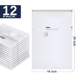 Suob Vacuum Storage Bags - 12 Pack Small Vacuum Seal Bags for Clothing, Bedding, Clothes, Blankets, Comforters - Reusable, Space Saver, Double-Zip Vacuum Sealed Storage Bags with Hand Pump