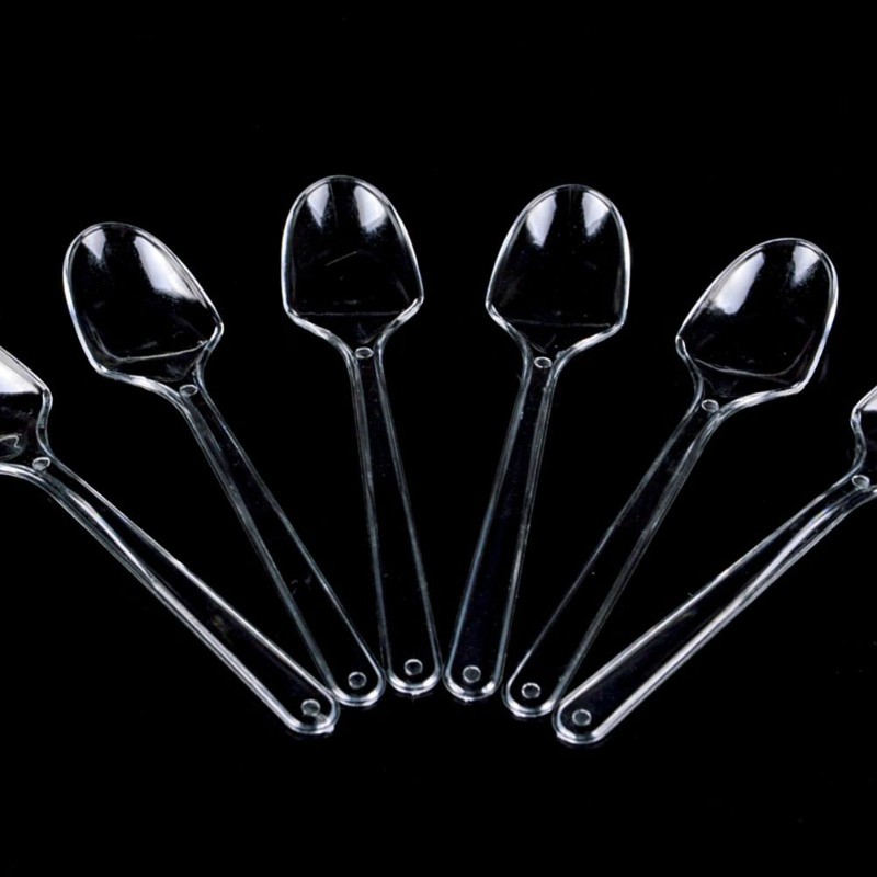 AKOAK 100 Count Disposable Mini Clear Plastic Spoons for Dessert,