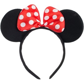 Ears Mouse, Black Mouse Ears Headbands Black Red White Polka Dot Headband with Bow in Red for Masquerade, Birthday Party, Night, Cartoon Club