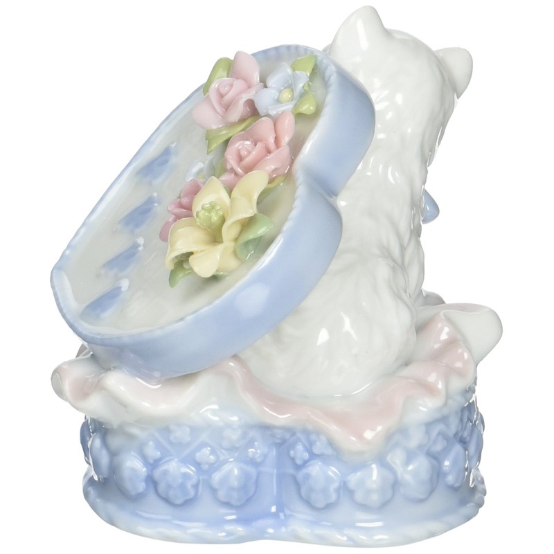 CG 743-10 2.75" White Cat in Blue Heart Shaped Box
