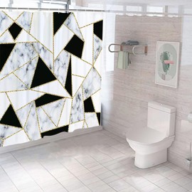 FAIRYGATE B8906 Shower Curtain Waterproof Black White Shower Curtains Shower Curtain Mould Resistant Waterproof Shower Curtains with 12 Shower Curtain Rings 180 x 180 cm for Bathroom