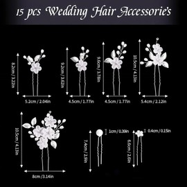 ToVii 15 Pcs Bridal Hair Accessories, Wedding Hair Pins, with Pearls and Flower, Bridesmaid Hair Accessories, Pearl Hair Pins, for Bride and Bridesmaid