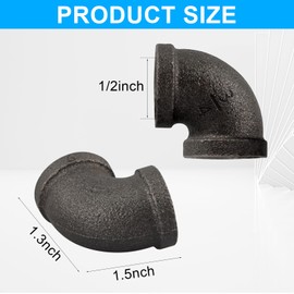 Niubid 40 Pack 1/2 inches Malleable Cast Iron Pipe Elbows, Industrial Pipe Elbows for Threaded Black Pipes and Fittings, DIY Steampunk Industrial Vintage Style.