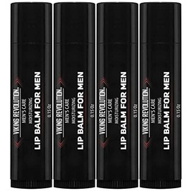 Viking Revolution Bálsamo labial natural para hombres, humectante de labios para hombre con vitamina E, cuidado de labios para hombres para labios secos, agrietados y agrietados