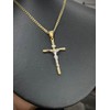 Isas Jewelry Crucifix Pendant 14K Necklace 24" Two Tone Chain