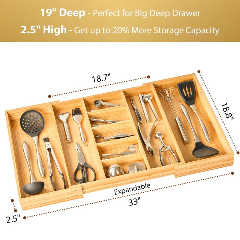 Umilife Extra Large Expandable Kitchen Drawer Organizer for Utensil and