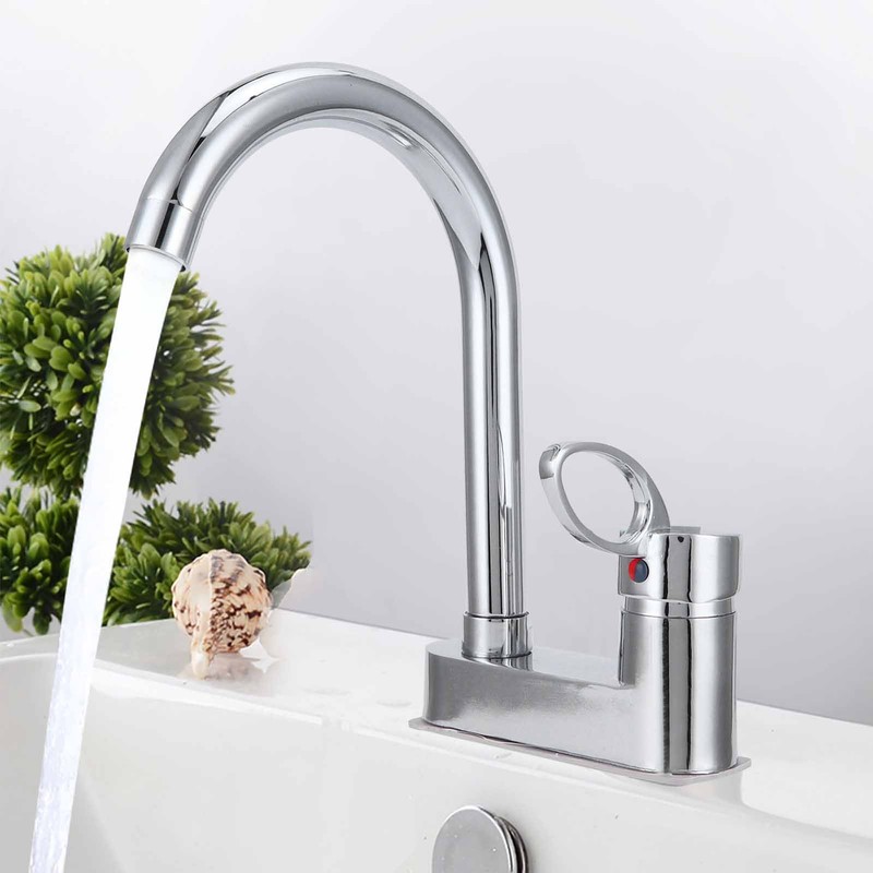 G1/2 Bathroom Basin Faucet Hot and Cold Water Mixer Dual‑Hole
