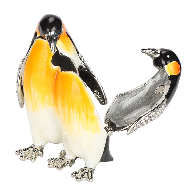 Penguin Couple Ornament Desktop Crafts Collection Decor Penguin Jewellery Storage