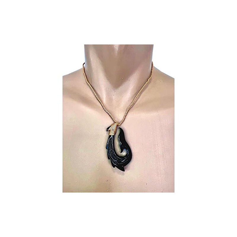 Zero Gravity Hawaii Hawaiian Jewelry Carved Fish Hook Black Buffalo