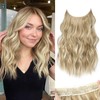 KooKaStyle Invisible Wire Light Brown mix Highlight Blonde Hair Extensions