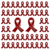 WANDIC 50 Pcs Red Ribbon Metal Pins, Memorial Ribbon Alloy