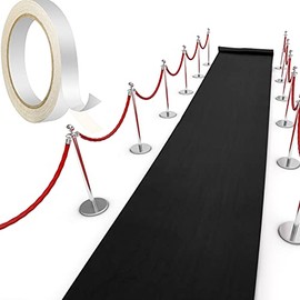 Carpet Runner Runway Rug 55gsm Thickness with 1 Piece Carpet Tape for Wedding Christmas Xmas Thanksgiving Outdoor Accessories, Wedding Party Hallway Rug (2.6 x 30 Feet, Black)