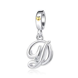 MiiFort Women Cute D Initial Letter Name Charm for Bracelets Gold Heart Alphabet Gift Birthday