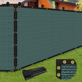 phepetroll 4 x 12FT Privacy Screen Fence Green Heavy Duty Mesh Fencing Shade Net Cover with Reinforced Bindings 100 Straps for Outdoor Chain Link Fence Patio Wall Garden Backyard, Green