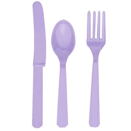 Lavender Assorted Plastic Cutlery Set (24 Count) - Durable & Eco-Friendly Design - Perfect Party Supplies For a Colorful Celebration