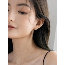ChicSilver Women's Ear Cuff for One Ear, 925 Silver, Zirconia, Painless, Non-Hole Earrings, Cubic Zirconia
