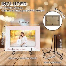4"X 6" Wooden Photo Frame With A Metal Stand, Best Mom Ever - White & Pink Wooden Picture Frame, Gift For Mom, M Other's Day Gift, Tabletop Decorations, Home Decor & Accessories(Horizontal) - 06