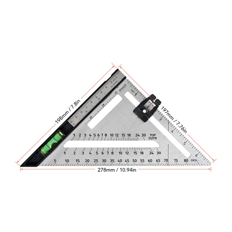 Woodworking Triangle Ruler 7in Dual Scale Square Angle Ruler Carpenter
