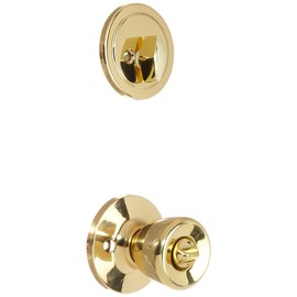 Design House 728329 Terrace 6-Way Universal Entry Door Knob and Deadbolt Combo, Polished Brass, 1-Pack