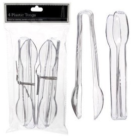 Sugarman Candy Clear Plastic Tongs, 6 1/2-Inch, 2 Packs of 4 Pieces