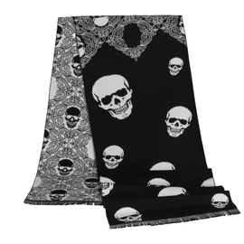 Landisun Women Scarf Men Scarf Skull Shawl Unisex Soft Long Elegant Classical Tassels