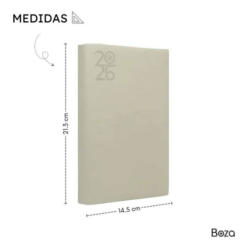 Agenda Boza Diaria Planificadora Ejecutiva Organizadora Año 2026 Portada Gris