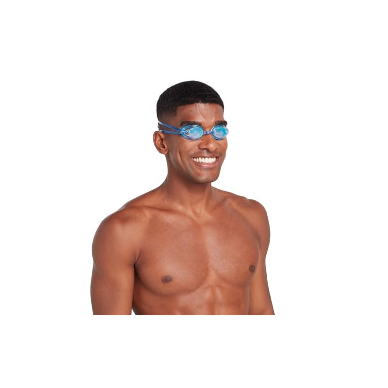 Zoggs Unisex Adult Racer Titanium Swimming Goggles, Blue/Light Blue/Mirrored Clear