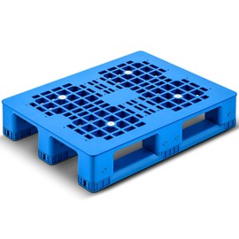 Lineshading Plastic Pallet 32 x 24 x 6 Inch Blue Polyethylene Pallet Breathable Grid Lightweight Storage Pad for Wet Basement Floor Storage Outside Supermarket Garage (Static Load 4 Tons Style)