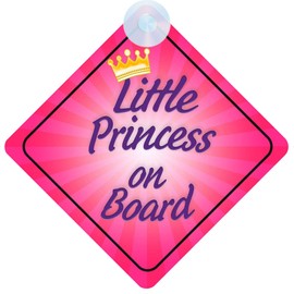 Princess on Board Car Sign - Princess 018 Design with Strong Suction Cup | QG Ltd