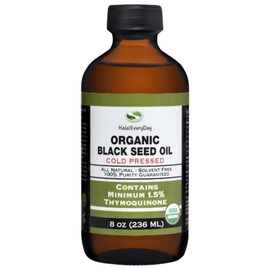 Organic Black Seed Oil - USDA Certified Cold Pressed Glass Bottle Over 1.5% Thymoquinone 3X strength Turkish Black Cumin Nigella Sativa non-GMO 100% Pure Blackseed Oil (8oz Glass Bottle)