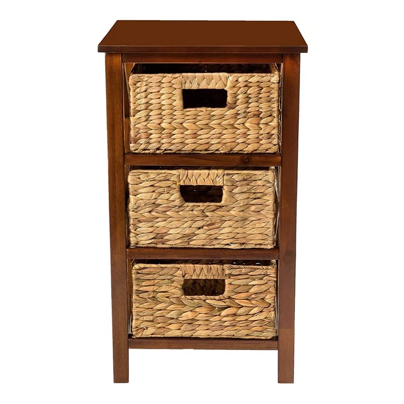 eHemco 3 Tier X-Side End Storage Cabinet with 3 Wicker