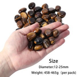KYEYGWO 1 LB Tiger's Eye Stone Tumbled Stones Bulk for Crafts Vase Filler Landscape Decor, Natural Healing Crystals for Meditation Witchcraft