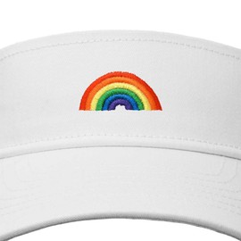 DALIX Rainbow Embroidered Visor Hat Adjustable Cotton Men Women Classic in White