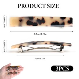 Joynine Pack of 3 Hair Clips, Women's French Hair Clip, Rectangular Hair Clip, Automatic Small Hair Clips for Fine, Thin, Medium Thick Hair (Black/Dark Tortoiseshell/Light Tortoiseshell)